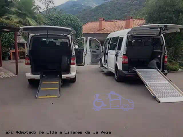 Taxi accesible de Cimanes de la Vega a Elda